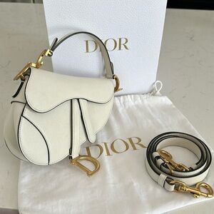 Dior mini saddle bag in white